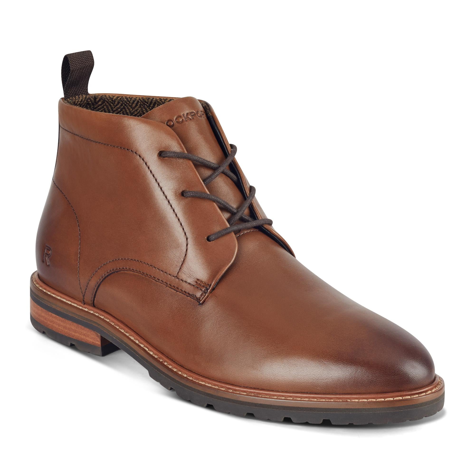rockport leather chukka boots tan