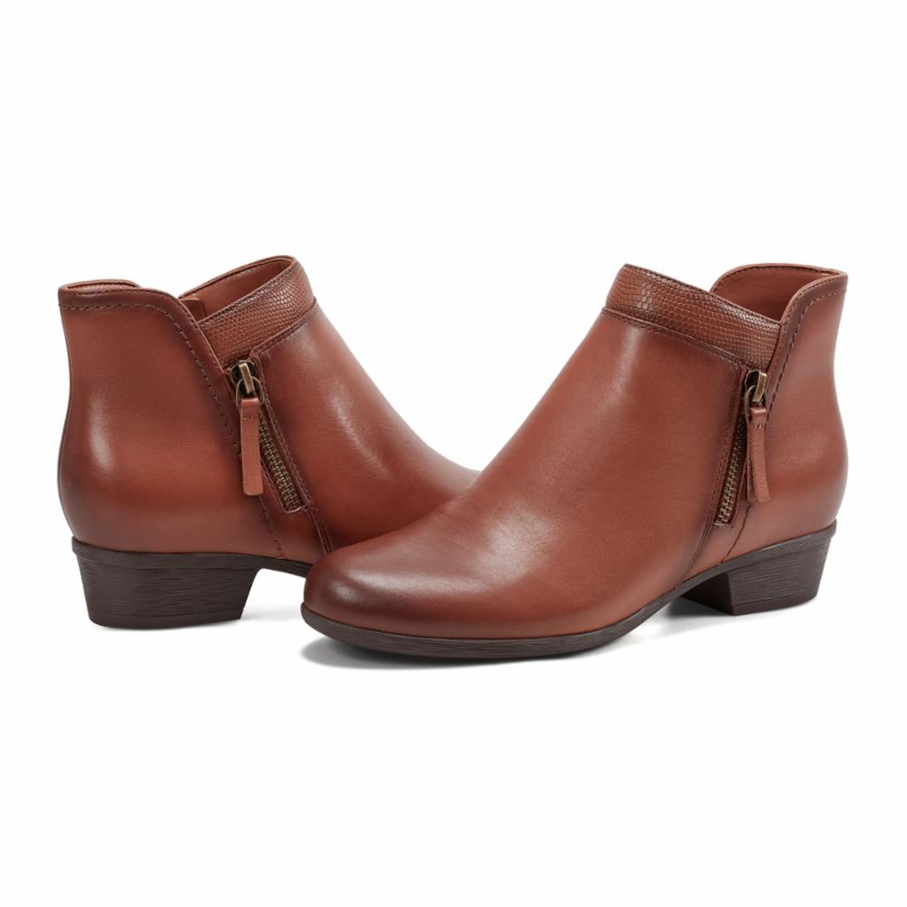 Rockport Women CARLY CARLY BOOTIE TAN/COGNAC/MEMPHIS LEA/LIZ PU