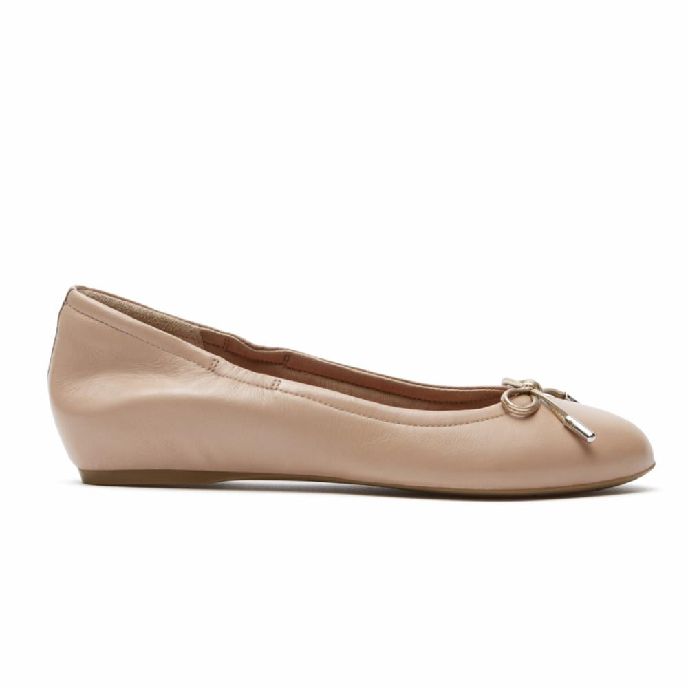 Rockport Women TOTAL MOTION HW20 TIED BALLET W TAUPE/NAPPA
