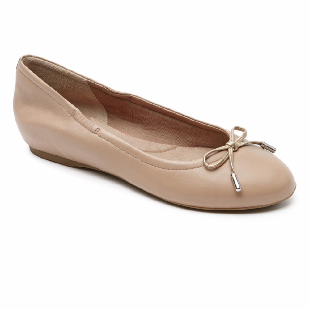 Rockport Women TOTAL MOTION HW20 TIED BALLET W TAUPE/NAPPA