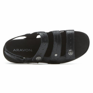 Aravon POWER COMFORT SANDALS THREE STRAP BLACK
